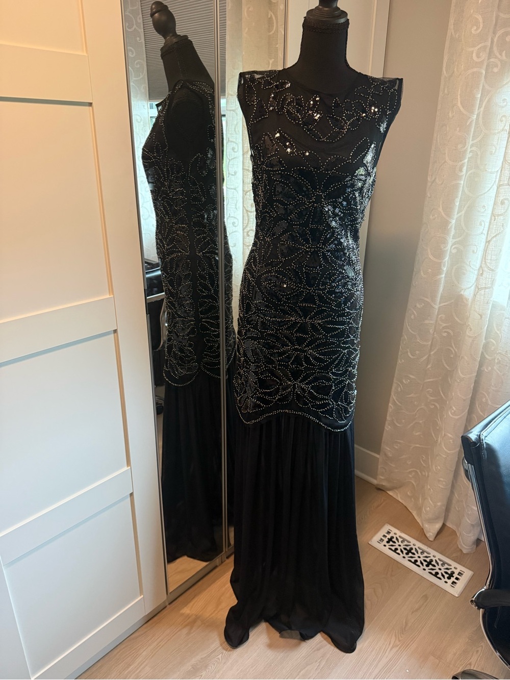 Elegant Black Beaded Maxi Dress for Women